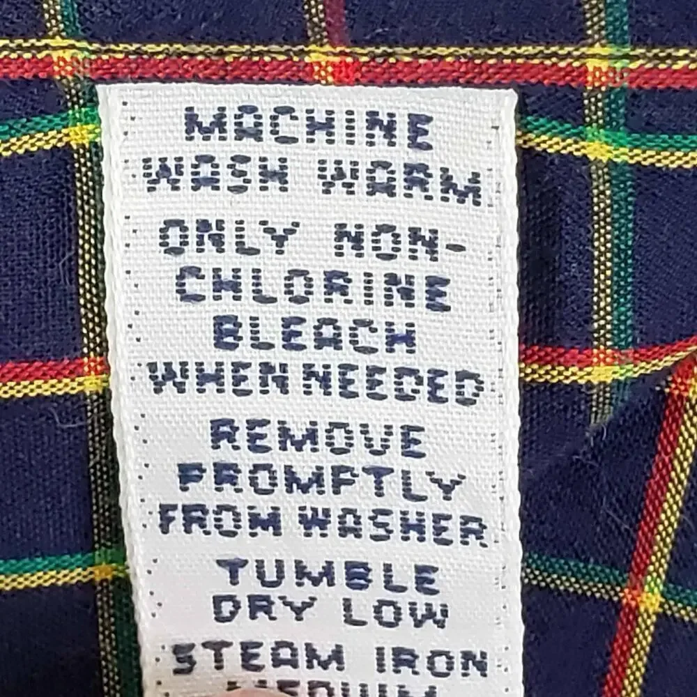 Polo Ralph Lauren Oxford Shirt Men's Medium M Navy Blue Plaid LS Button Down